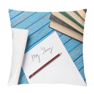 Personality  Laptop And Paper With My Story Words Pillow Covers
