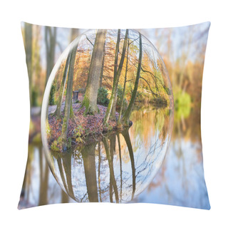 Personality  Crystal Ball Reflecting Autumn Forest With Tree Trunks Pillow Covers