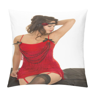 Personality  Flapper Girl In Red Pillow Covers