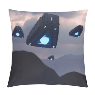 Personality  3d Render. Unidentified Flying Object Spaceship Pillow Covers