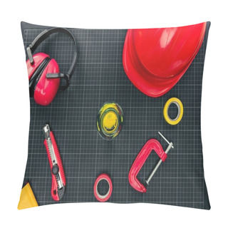 Personality  Construction Equipment On Graph Paper Pillow Covers