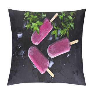 Personality  Berry Ice Cream. Ice Cream From Black Currant, Blueberries, Raspberries.  Homemade Of Raspberries And Currants, Cooked With Special Forms.  Pillow Covers