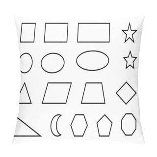 Personality  Geometric Shapes Square, Circle, Oval, Triangle, Hexagon, Rectangle, Star, Rhombus Vector Symbol Icon Design. Vector Illustration Isolated On Background White. Pillow Covers