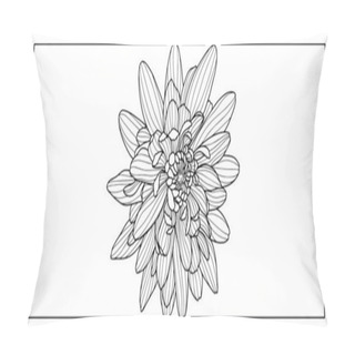 Personality  Black And White Illustration Of Chrysanthemum For Coloring Books, Backgrounds, Covers, Presentations, Postcards Pillow Covers