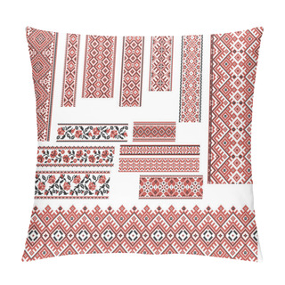 Personality  Set Of Patterns For Embroidery Stitch. Red And Black Pillow Covers