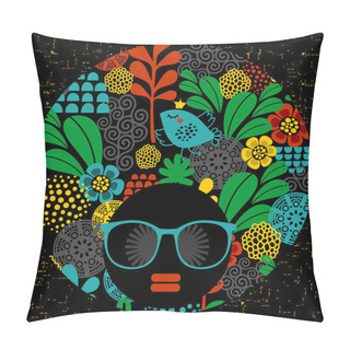 Personality  Black Head Woman With Strange Haircut. Pillow Covers