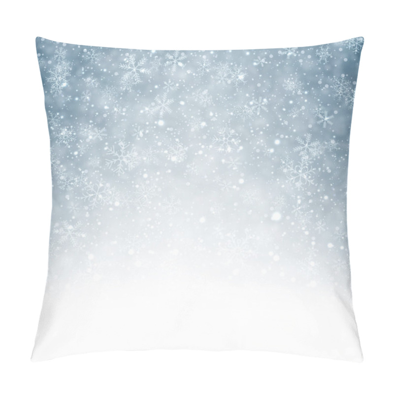 Personality  Christmas Background With Fallen Snowflakes. Pillow Covers