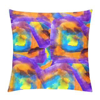 Personality  Watercolor Cubism Art Colorful Painting Background With Blots Pillow Covers