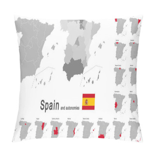 Personality  European Country Spain And Autonomies In Details Pillow Covers