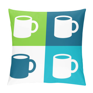 Personality  Big Cup Flat Four Color Minimal Icon Set Pillow Covers