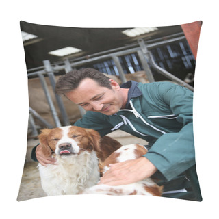 Personality  Breeder Petting Dogs Outside Barn Pillow Covers