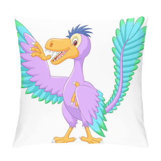 Personality  Illustration Of Cartoon Archaeopteryx Waving  Pillow Covers