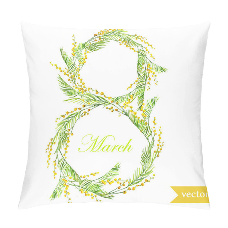 Personality  March 8, spring, flowers, card, symbol, mimosa, wreath, pillow covers