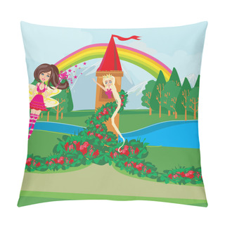 Personality  Landscape With Fairytale Tower And Beautiful Princess Pillow Covers