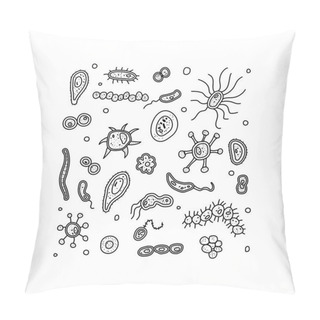 Personality  Bacteria Cells Set Composition. Vector Illustration. Pillow Covers