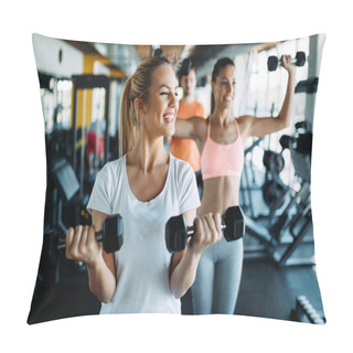 Personality  Women Working Out In Gym Strengthening Their Physique Pillow Covers