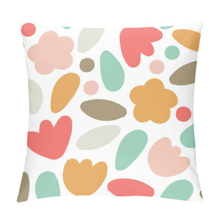 Personality  Cute Trendy Motley Seamless Pattern With Abstract Nature Elements Shape Blots On White Background, Vector Illustration In Simple Flat Style Pillow Covers