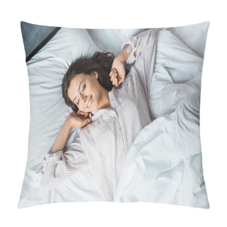 Personality  Attractive Young Woman In Pajamas Waking Up In Bed In The Morning Pillow Covers