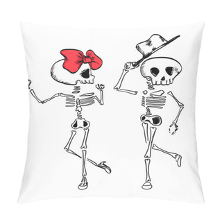 Personality  Skeletons Dance With Ribbon Pillow Covers
