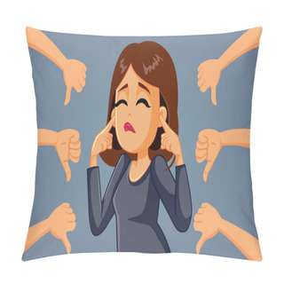 Personality  Woman Not Listening To Negative Feedback Vector Cartoon Pillow Covers