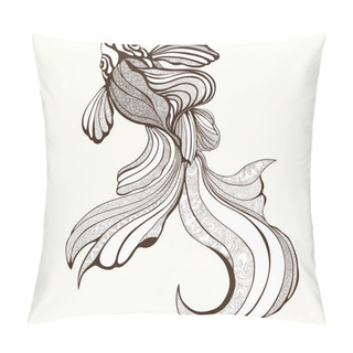 Personality  Abstract Fish, Coloring, Sketch, Hand Drawing, Graphic. Elegant Fish And A Variety Of Patterns. Decorative Element, Vintage Style, Tattoo, Painting, Print. Vector Illustration Pillow Covers