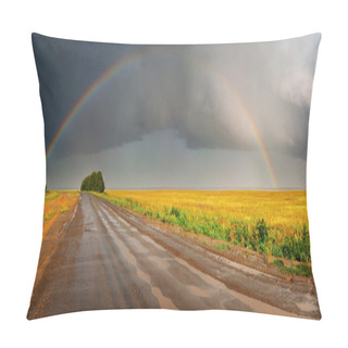 Personality  Rainbow Over Road Pillow Covers