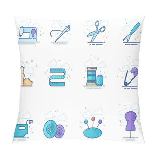 Personality  Sewing Icons In Flat Colors Style. Vector Illustration. Pillow Covers