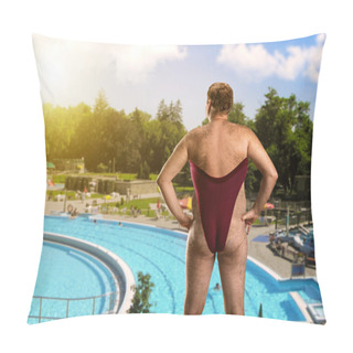 Personality  Man In Woman's Bathing Suit Pillow Covers