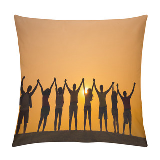 Personality  People Celebrating Success On Sunset Pillow Covers