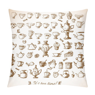 Personality Sketches Of Tea Objects Pillow Covers