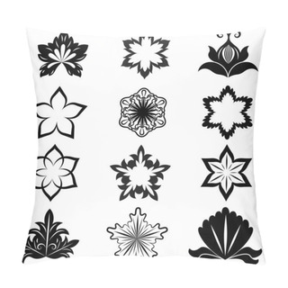 Personality  Black And White Flower Design Elements Vector Set. Pillow Covers