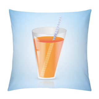 Personality  Glass Of Juice With A Straw Vector Pillow Covers