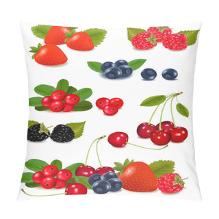 Personality  Big Group Of Fresh Berries. Photo-realistic Vector Illustration. Pillow Covers