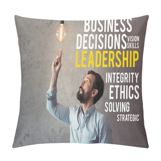 Personality  Man Pointing At Illuminated Light Bulb Pillow Covers