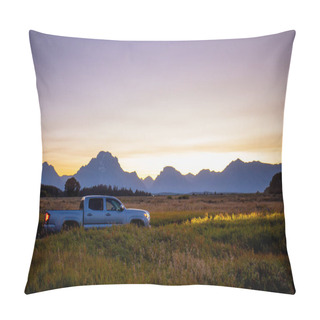 Personality  A Truck In Grand Teton National Park, Wyoming Pillow Covers