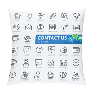 Personality  Contact Us -  Minimal Thin Line Web Icon Set. Outline Icons Collection. Simple Vector Illustration. Pillow Covers