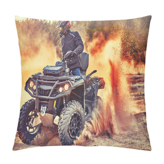 Personality  Teen Riding ATV In Sand Dunes Making A Turn In The Sand Pillow Covers