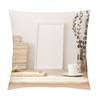 Personality  Frame Mockup In Kitchen Interior Background, Farmhouse Style, 3d Render Pillow Covers