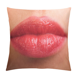Personality  Closeup Shot Of Woman Lips Pillow Covers
