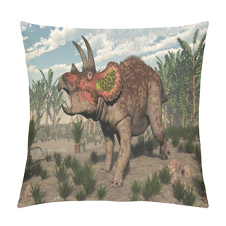 Personality  Triceratops Dinosaur - 3D Render Pillow Covers