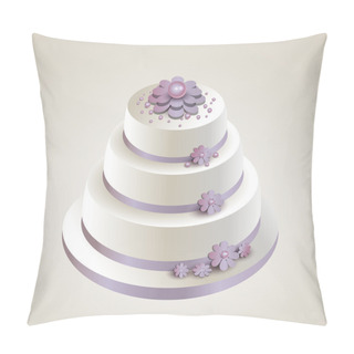 Personality  Vector Illustration Of A Wedding Cake With Flowers. Pillow Covers