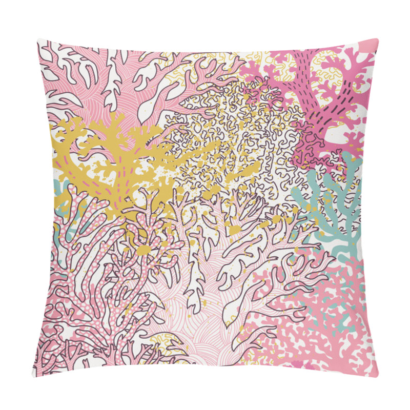 Personality  Bright underwater seamless pattern with beautiful corals. pillow covers