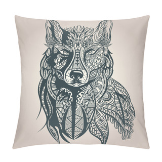Personality  Ornamental Decorative Wolf, Predator, Pattern, Isolated Pillow Covers
