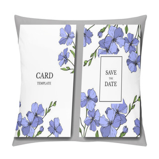 Personality  Vector Blue Flax Floral Botanical Flower. Wild Spring Leaf Wildflower Isolated. Engraved Ink Art. Wedding Background Card Floral Decorative Border. Elegant Card Illustration Graphic Set Banner. Pillow Covers