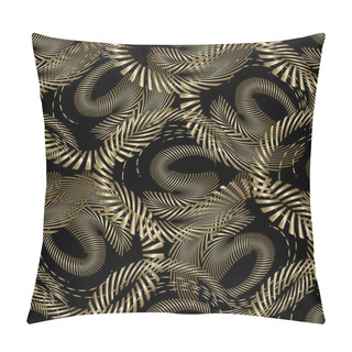 Personality  Intricate Abstract Gold 3d Vector Seamless Pattern. Modern Ornamental Geometric Fractal Background. Radial Stripes, Lines, Fractal Shapes, Curves, Circles. Textured Design. Luxury Ornament For Design Pillow Covers