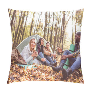 Personality  Young Friends Travelers In Forest Pillow Covers