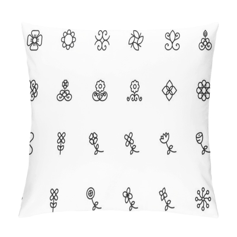 Personality  Flowers and Floral Line Vector Icons 5 pillow covers