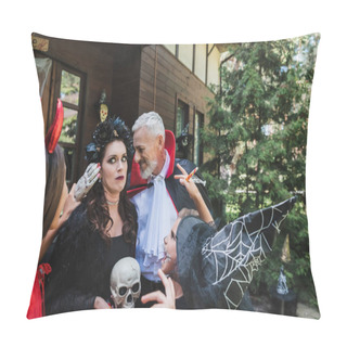 Personality  Kids In Halloween Costumes Scaring Frightened Neighbors Pillow Covers