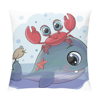 Personality  Cartoon Whale With Crab And Bird Pillow Covers