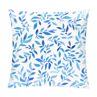 Personality  Watercolor Seamless Pattern With Blue, Azure Leaves. Pillow Covers
